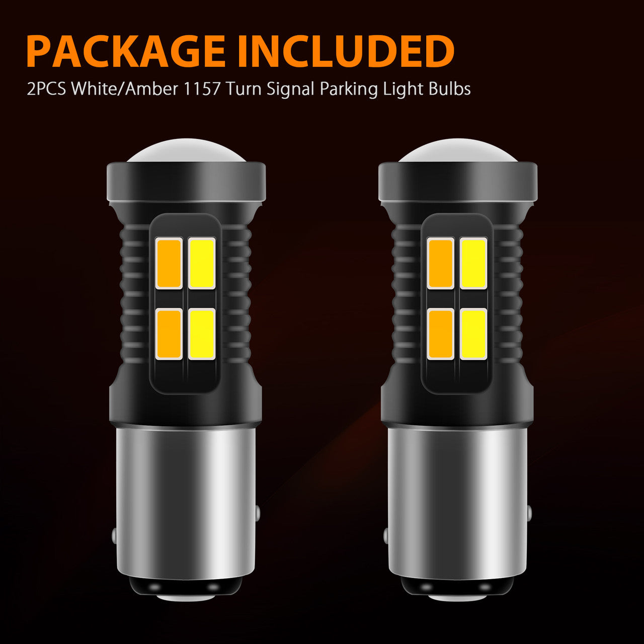 2Pcs 1157 Switchback LED Bulbs, Extremely Bright 1157 LED Light Bulbs for Turn Signal Lights Parking Lights, 1157 LED Lights 5630 Chips, White/Amber 1157 Turn Signal Parking Bulbs for 12V Vehicles