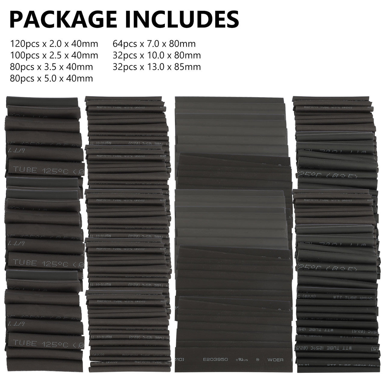 508Pcs Black Heat Shrinkable Tube Set, Solder Seal Wire Connectors, Waterproof Solder Wire Connectors Heat-shrink Butt Connectors Wire Terminal for Marine, Watercraft, Electronics, Vehicles