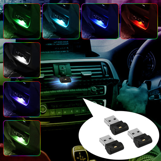 Mini Neon RGB Car Interior LED Lights USB Decoration Lamp w/Touch Controls, 3pcs