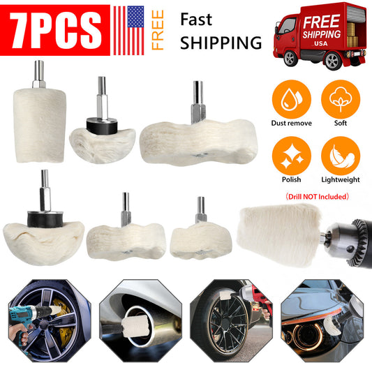 7pc Buffing Polishing Wheel Pads Set Kit for Drill Rotary Tool Car/Chrome/Metal