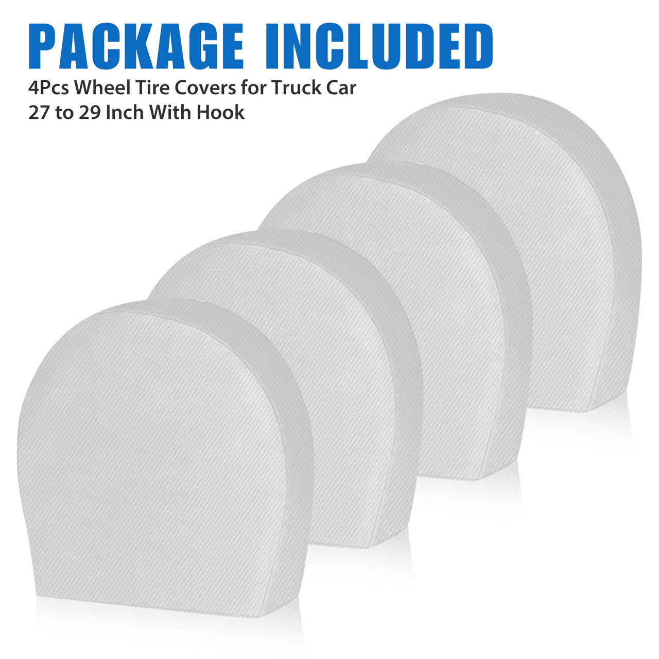 Waterproof Tire Covers for Car, Automotive Vehicle with Hook S, Silver, 4PCS