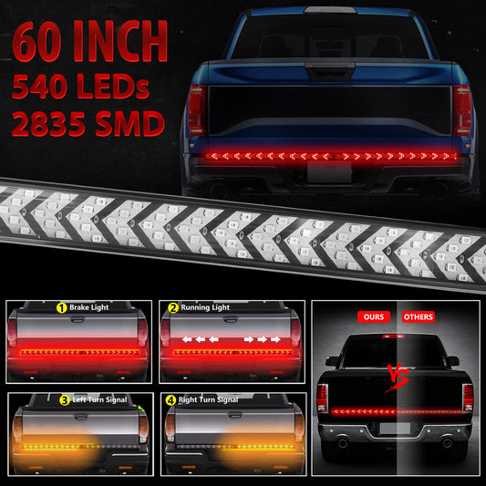 LED Turn Signal Tail Reverse Light Bar with Bright Lights, Red/Yellow Waterproof, 60 inch