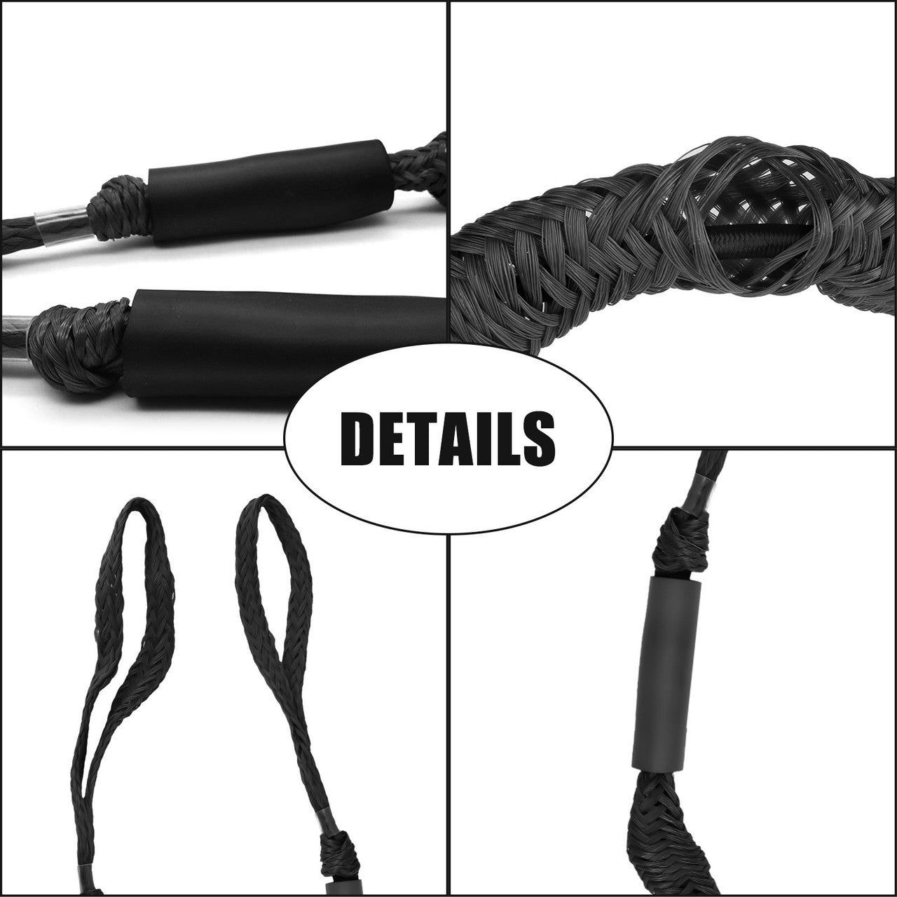 2 Packs Boat Bungee Dock Lines-Boating, Boat Accessories, Pontoon Accessories, Perfect for Bass Boat, Jet Ski, 4 Feet (Black)