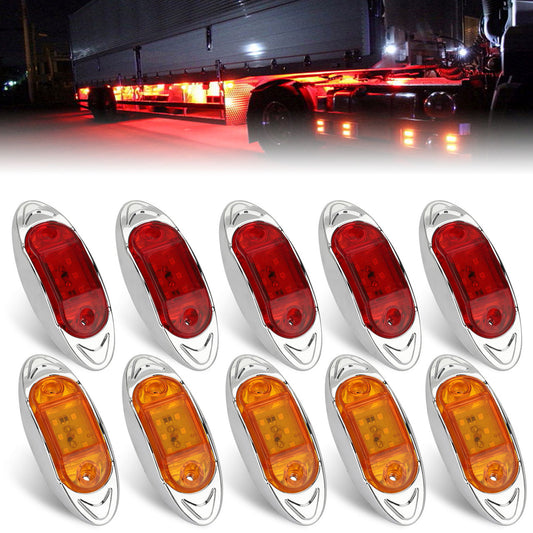 5 Amber + 5 red Truck Trailer Vehicle Side Clearance Marker Lights, Waterproof and Easy to Install