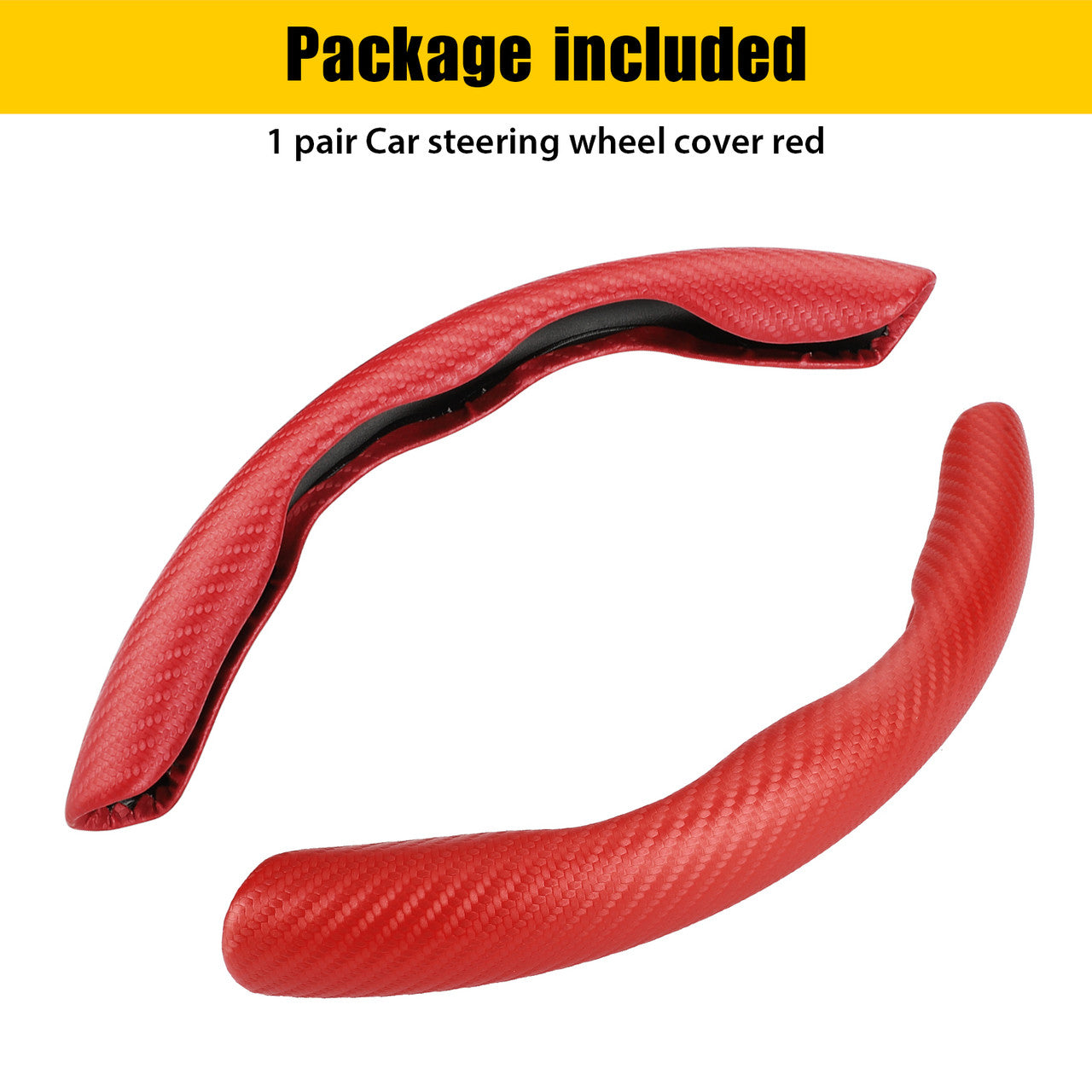 Carbon Fiber Universal Car Steering Wheel Cover, Red, 2pcs