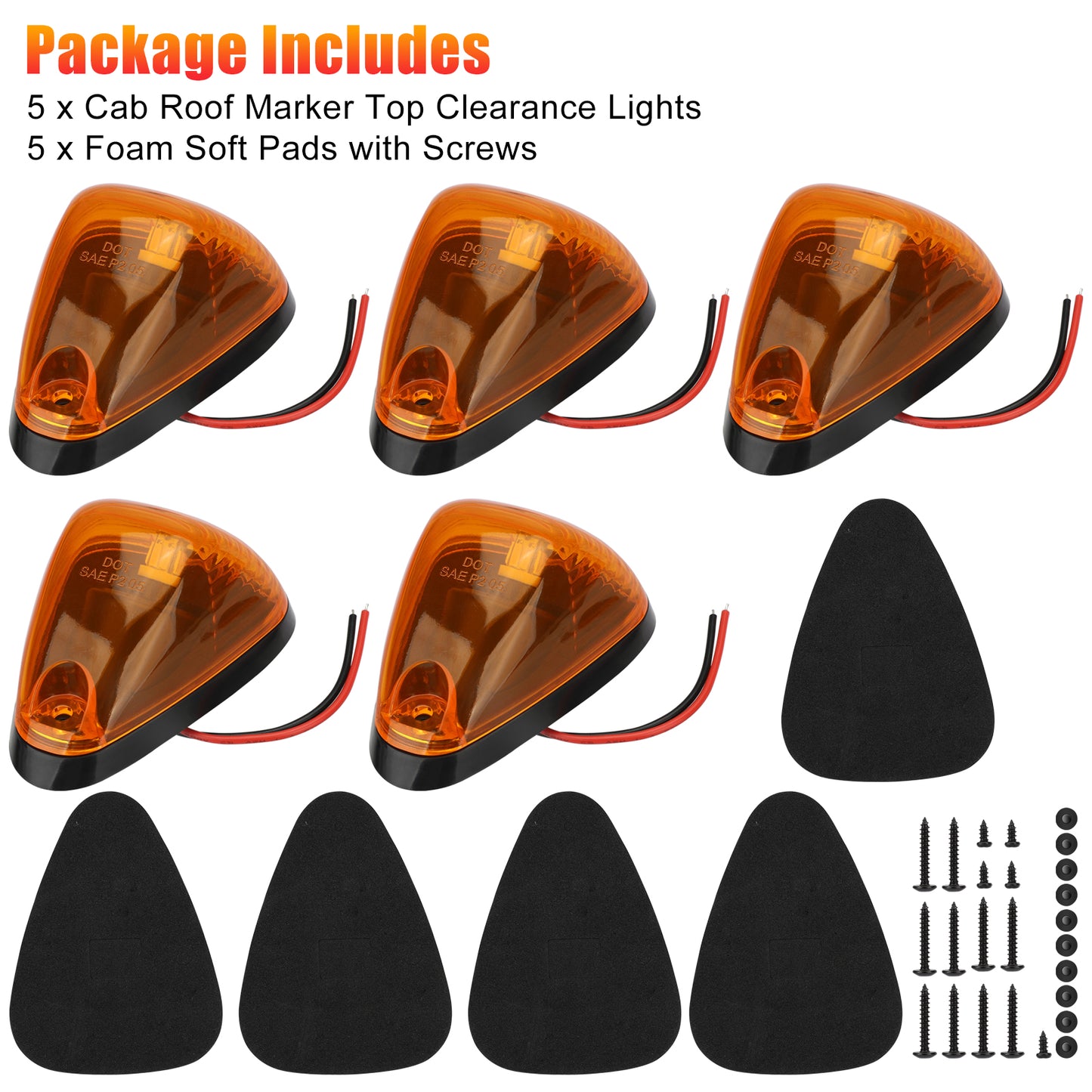 5pcs Amber Cab Roof Marker Lights - Enhanced Visibility for Ford Trucks