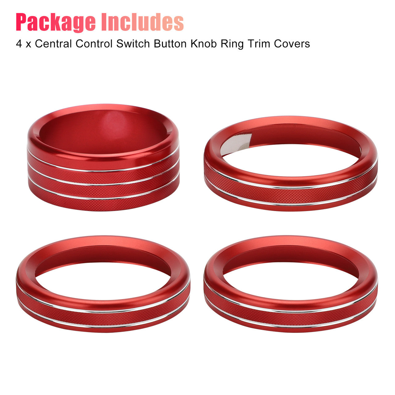 4 Pcs Air Conditioner Headlight Switch Knob Trim - Made of aluminum alloy,for 2018-2022 Jeep Wrangler JL JLU Gladiator JT(Red)