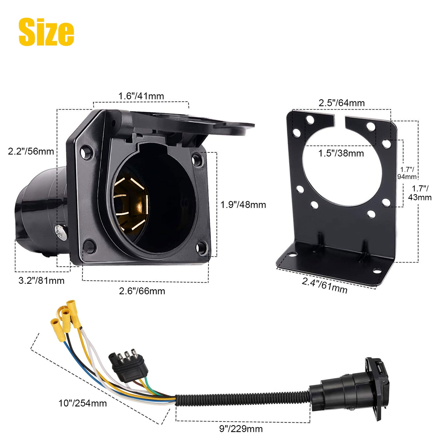 7-Way RV-Style Trailer Plug AdapterConnector