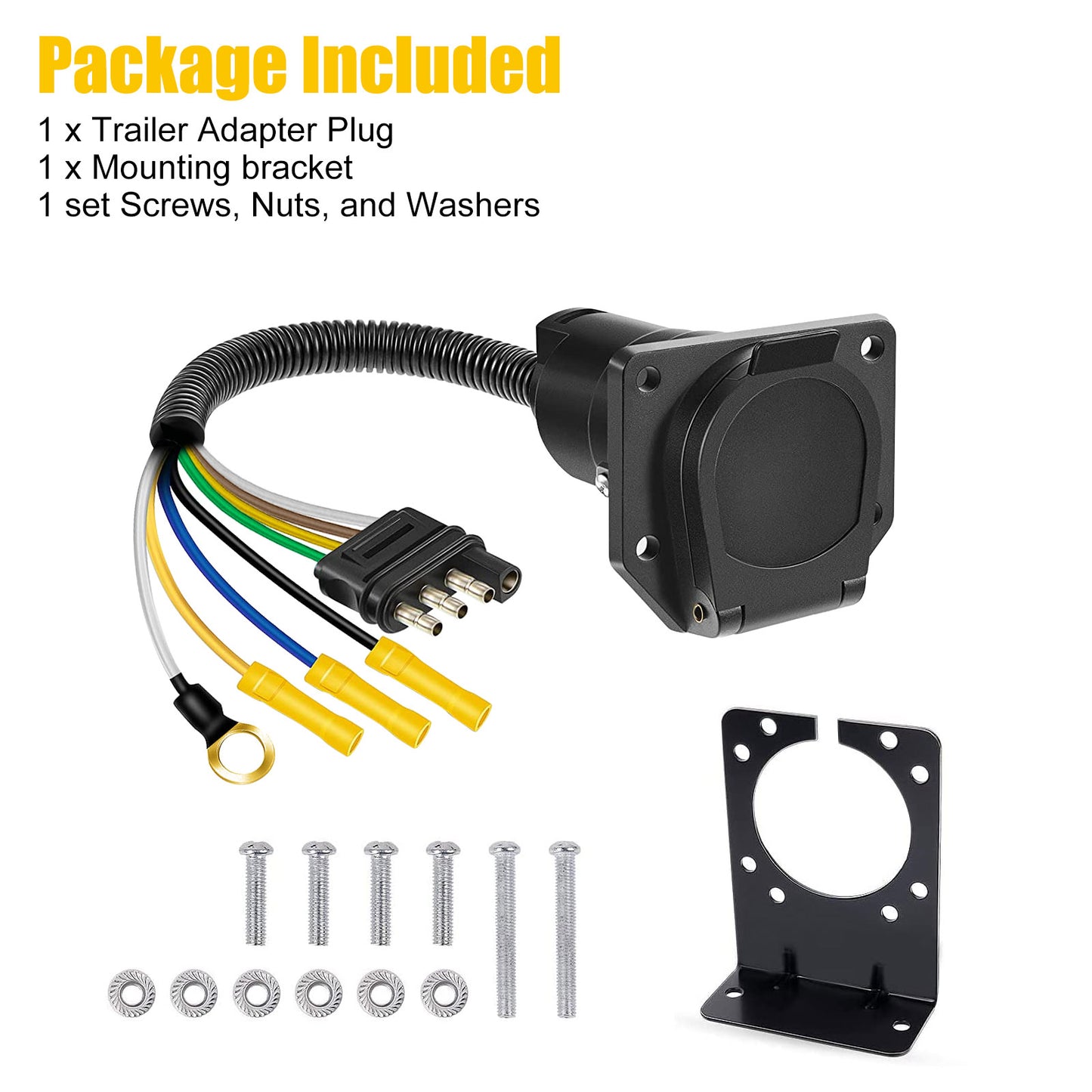 7-Way RV-Style Trailer Plug AdapterConnector