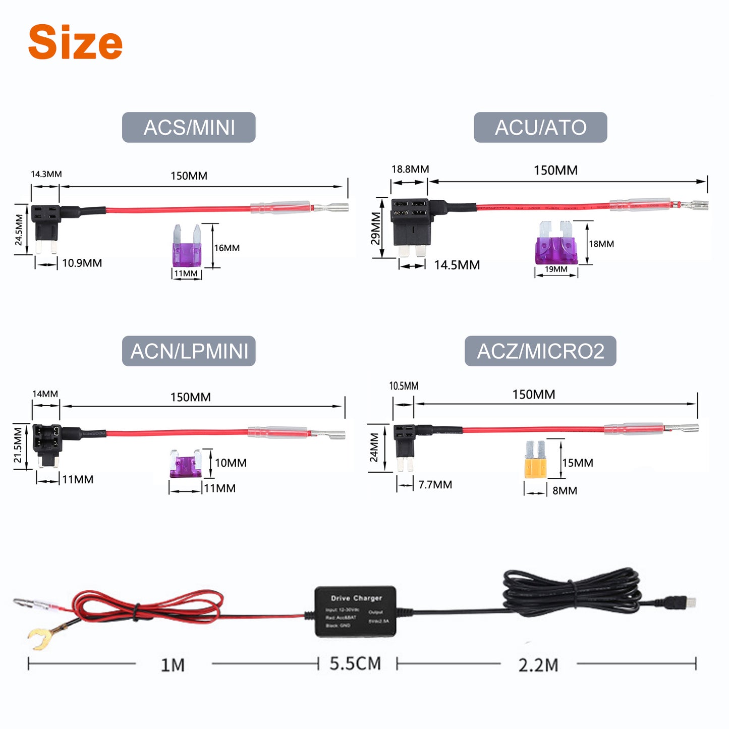 Type C PORT Dash Cam Hardwire Kit