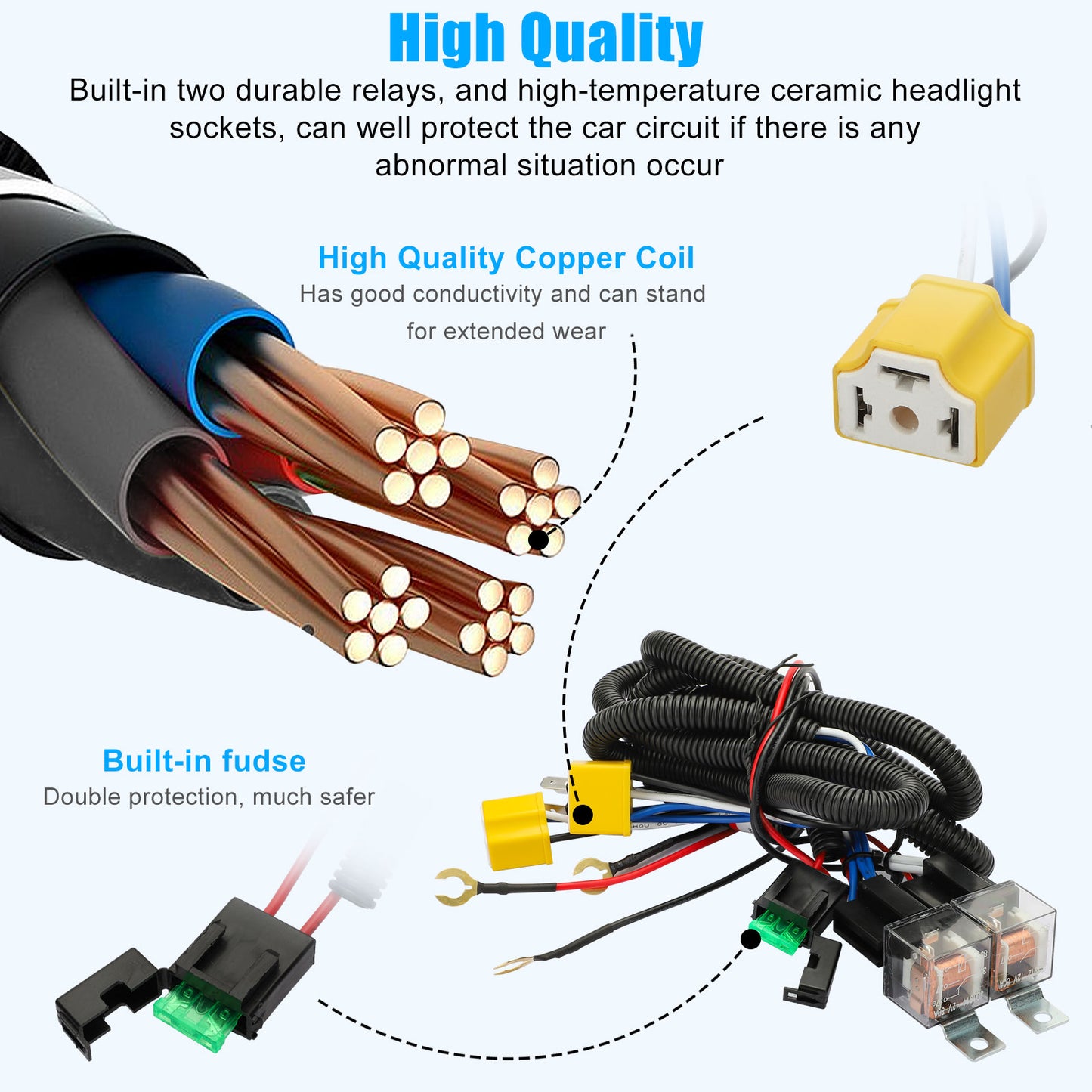 H4 LED Headlight Brightness Intensifier Wiring Harness