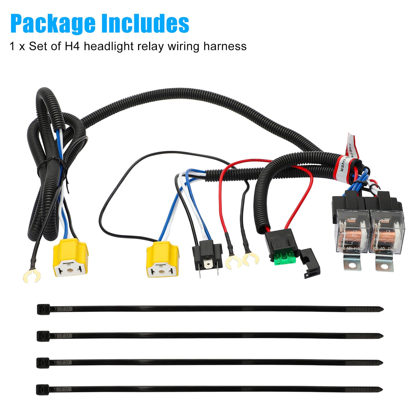 H4 LED Headlight Brightness Intensifier Wiring Harness