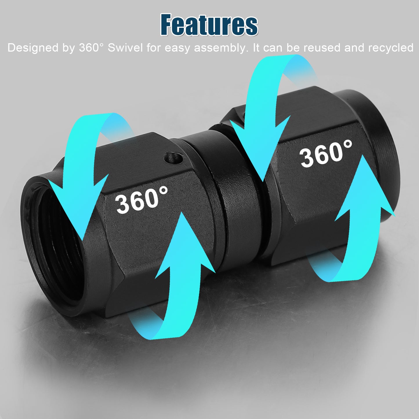4PCS 6AN Female to 6AN Female Coupler Straight Swivel Fittings Connector