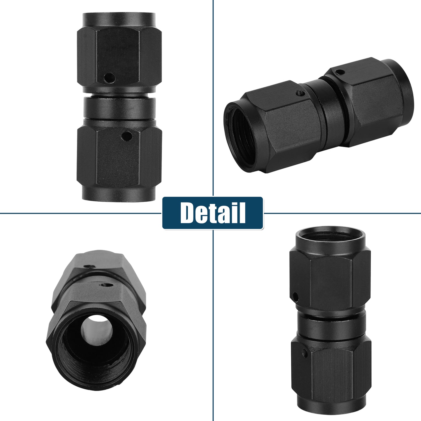 4PCS 6AN Female to 6AN Female Coupler Straight Swivel Fittings Connector