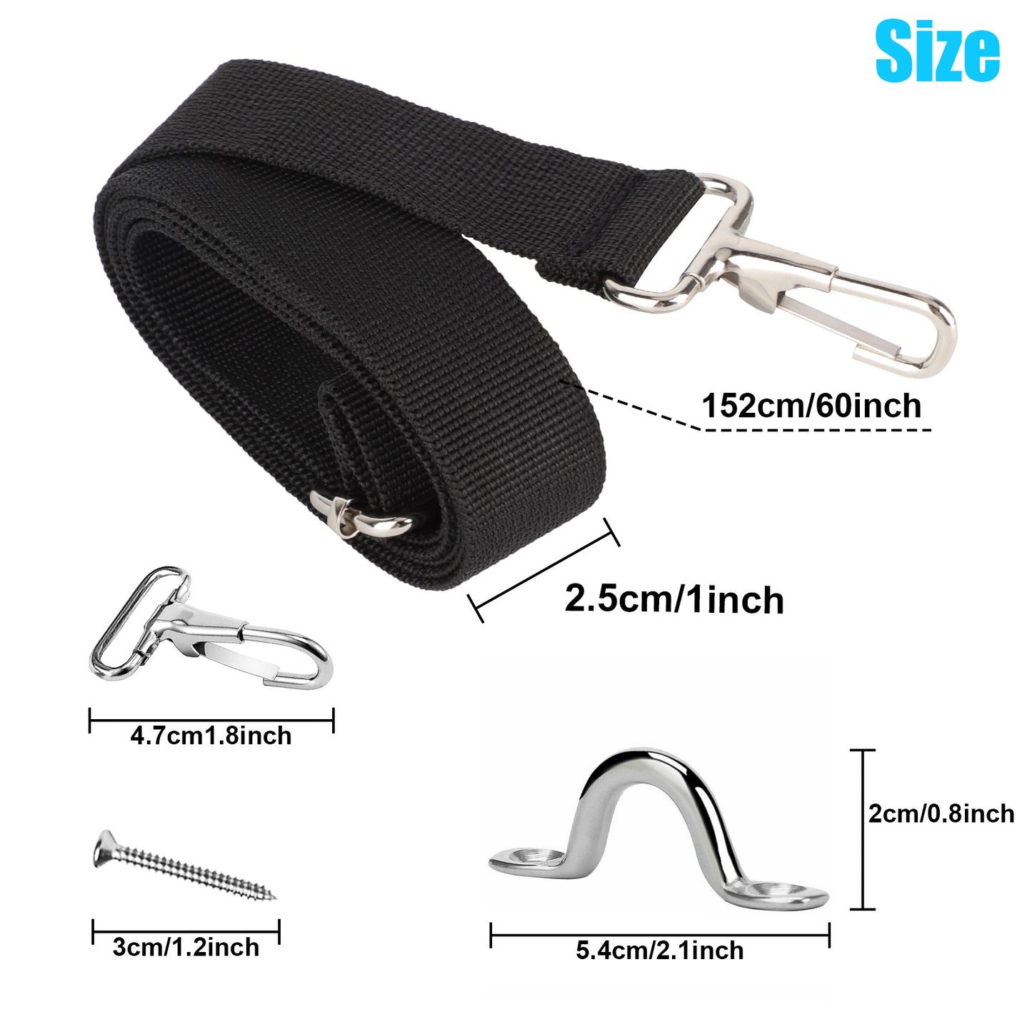 2Pcs Adjustable Bimini Top Straps with Loop Snap Hooks