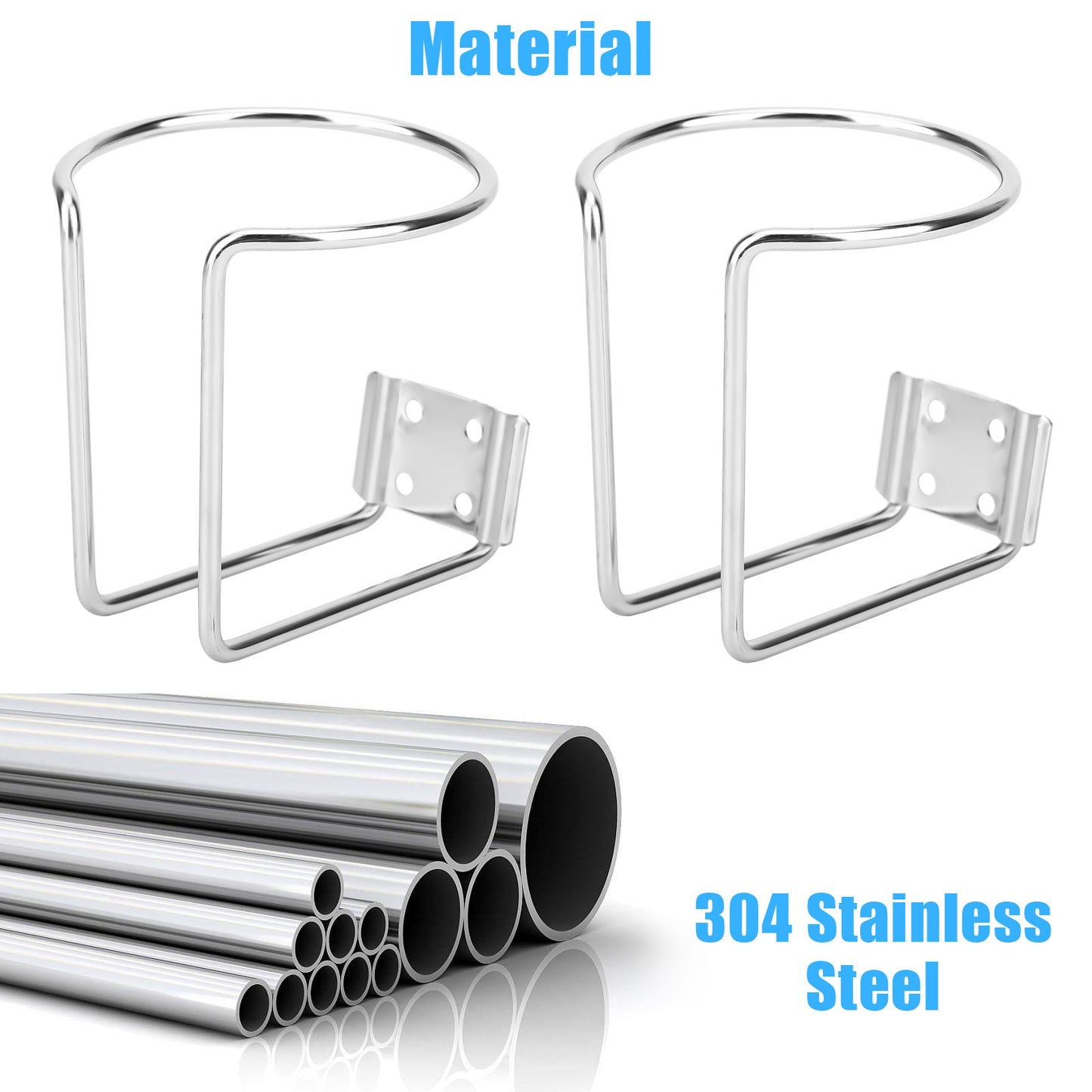 2 Pcs Stainless Steel Cup Holder Adjustable for Boat Truck RV