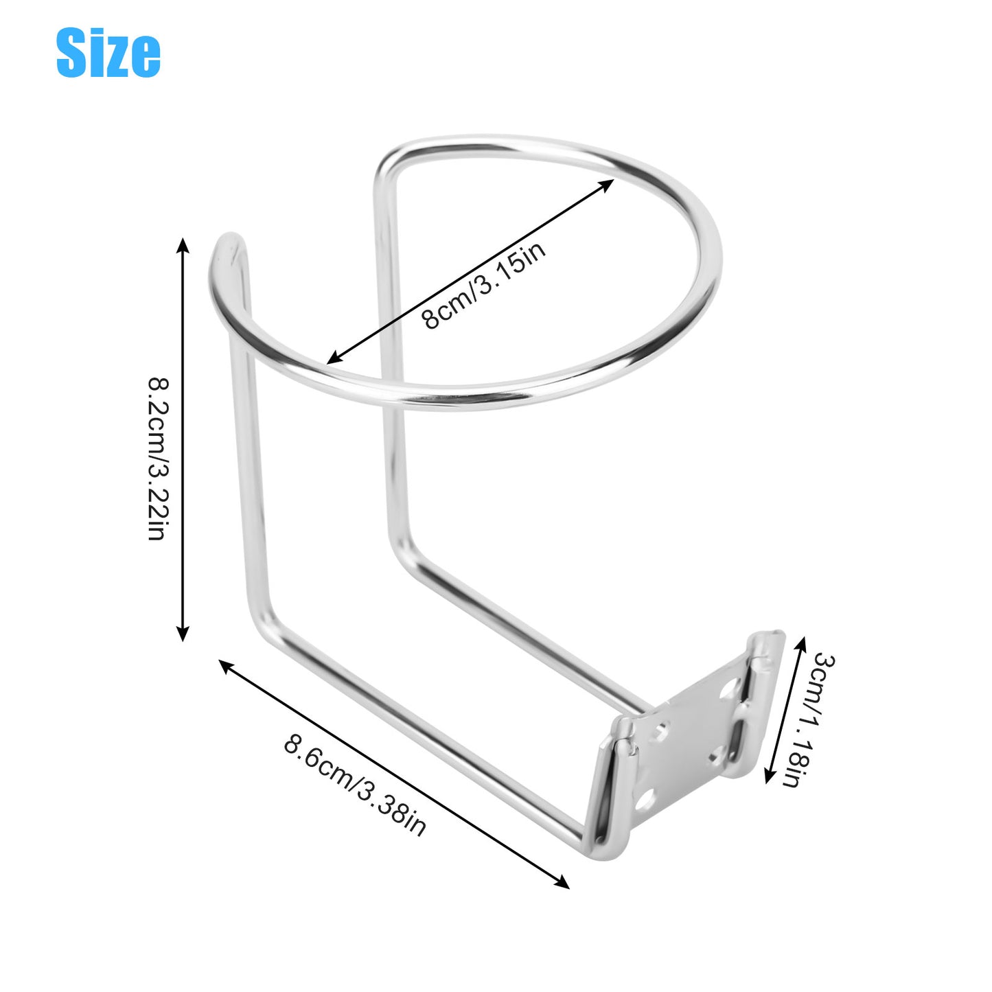 2 Pcs Stainless Steel Cup Holder Adjustable for Boat Truck RV