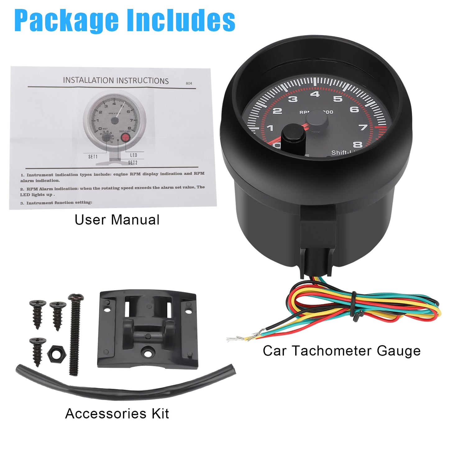 Versatile Car Tachometer Gauge - Accurate RPM Measurement with Backlight and Shift Light
