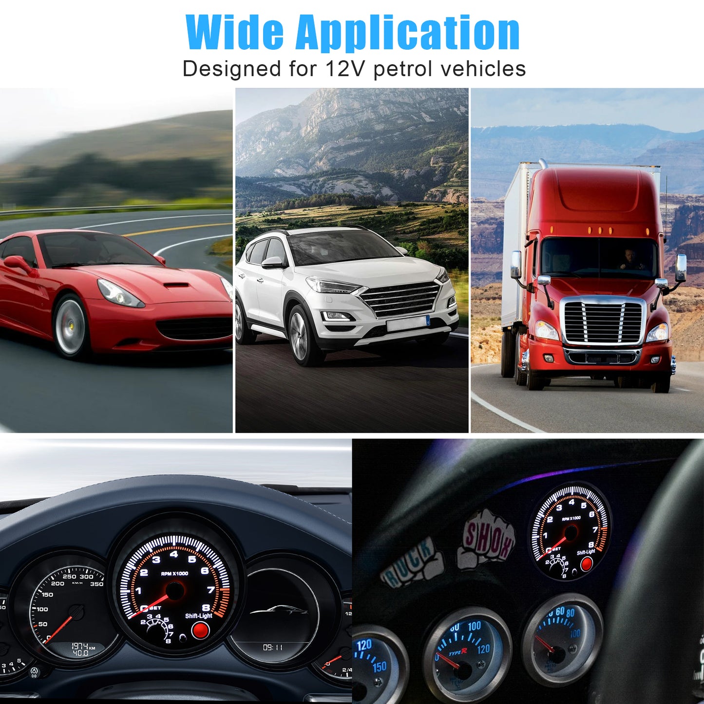 Versatile Car Tachometer Gauge - Accurate RPM Measurement with Backlight and Shift Light