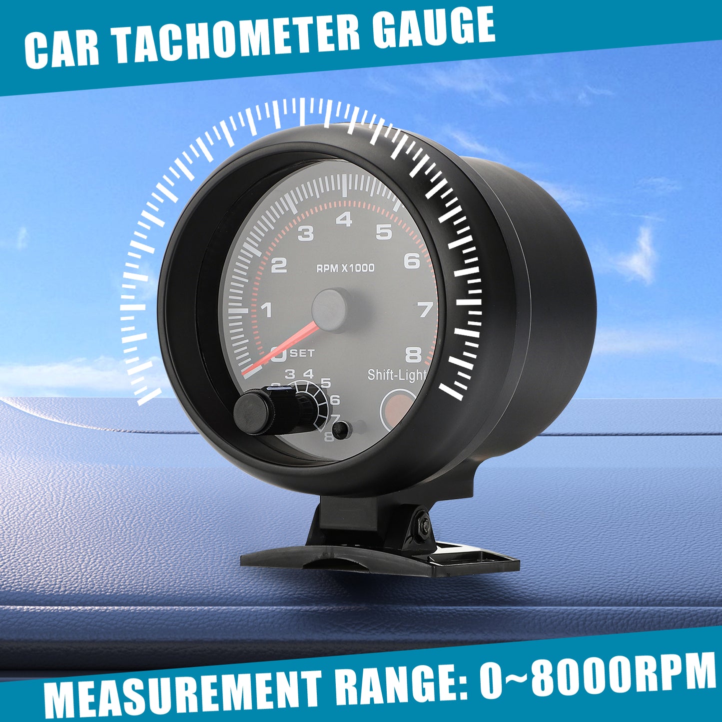 Versatile Car Tachometer Gauge - Accurate RPM Measurement with Backlight and Shift Light