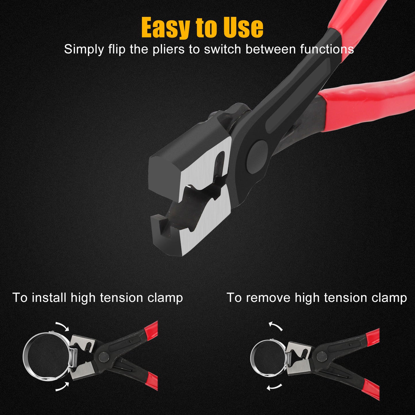 1.4in Pliers head Hose Clip Plier - Universal Collar Hose Clip Clamp Pliers Water Pipe Boot Clamp Calliper Car Tools