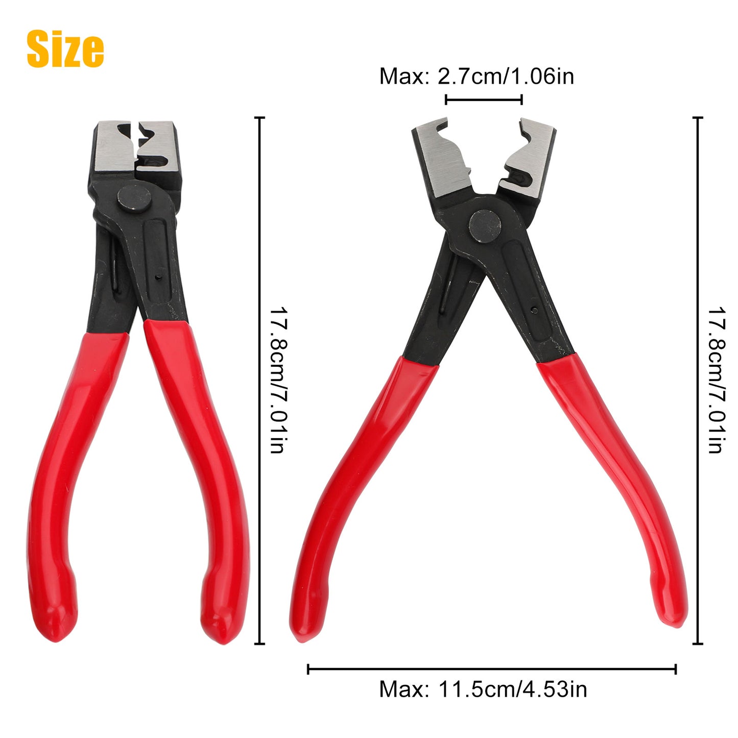 1.4in Pliers head Hose Clip Plier - Universal Collar Hose Clip Clamp Pliers Water Pipe Boot Clamp Calliper Car Tools