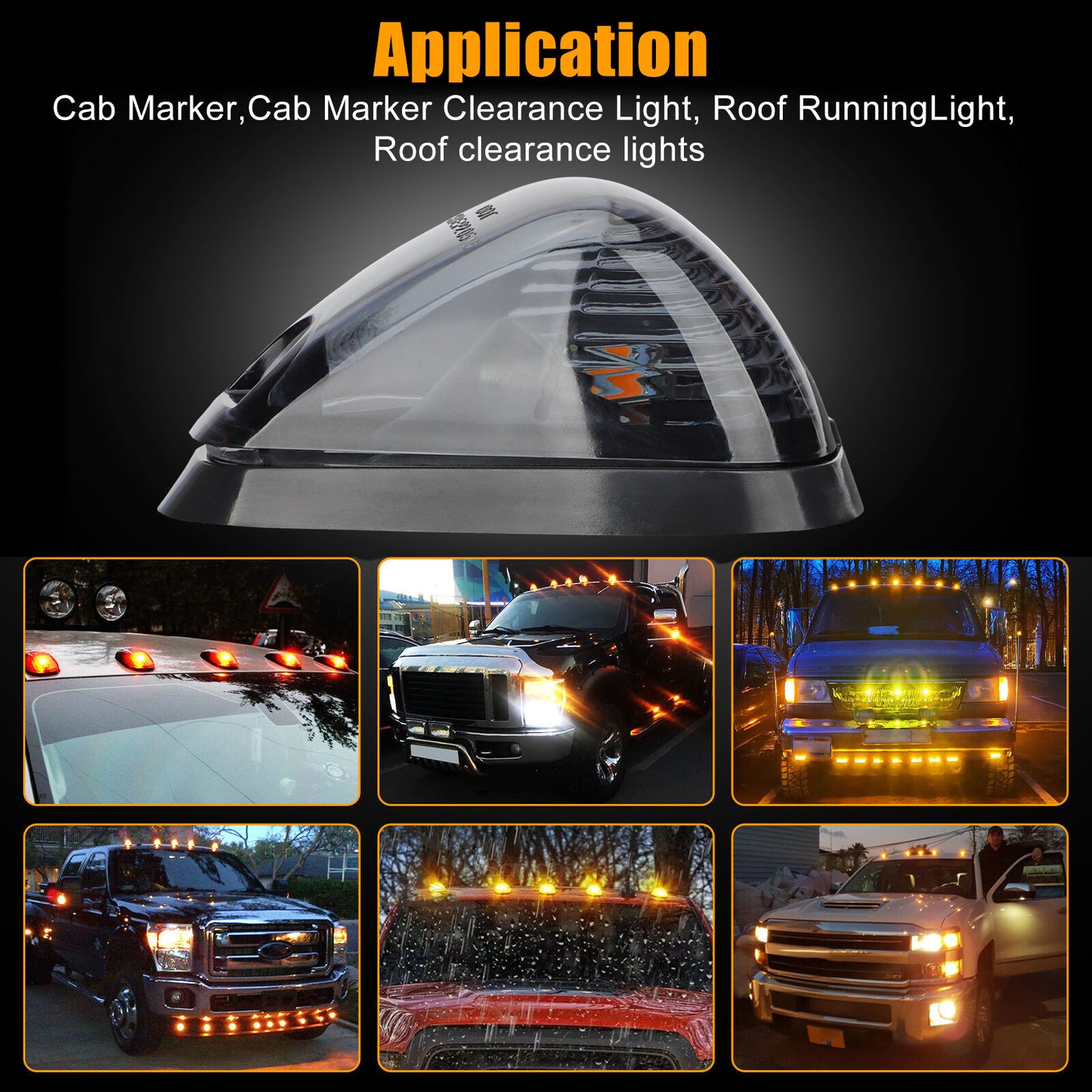 5PCS LED Cab Roof Marker Lights - T10 LED Bulb,Smoked LED Marker Lamps Kit Compatible with 1999-2016 Ford