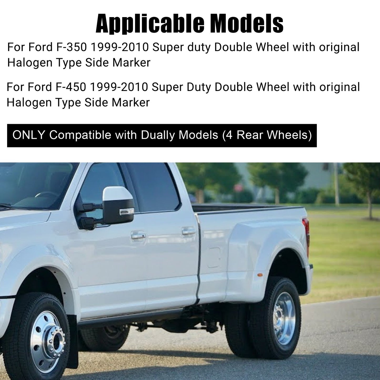 4X Smoked Red/Amber LED Dually Bed Fender Marker Lights for 99-10 Ford F350 F450