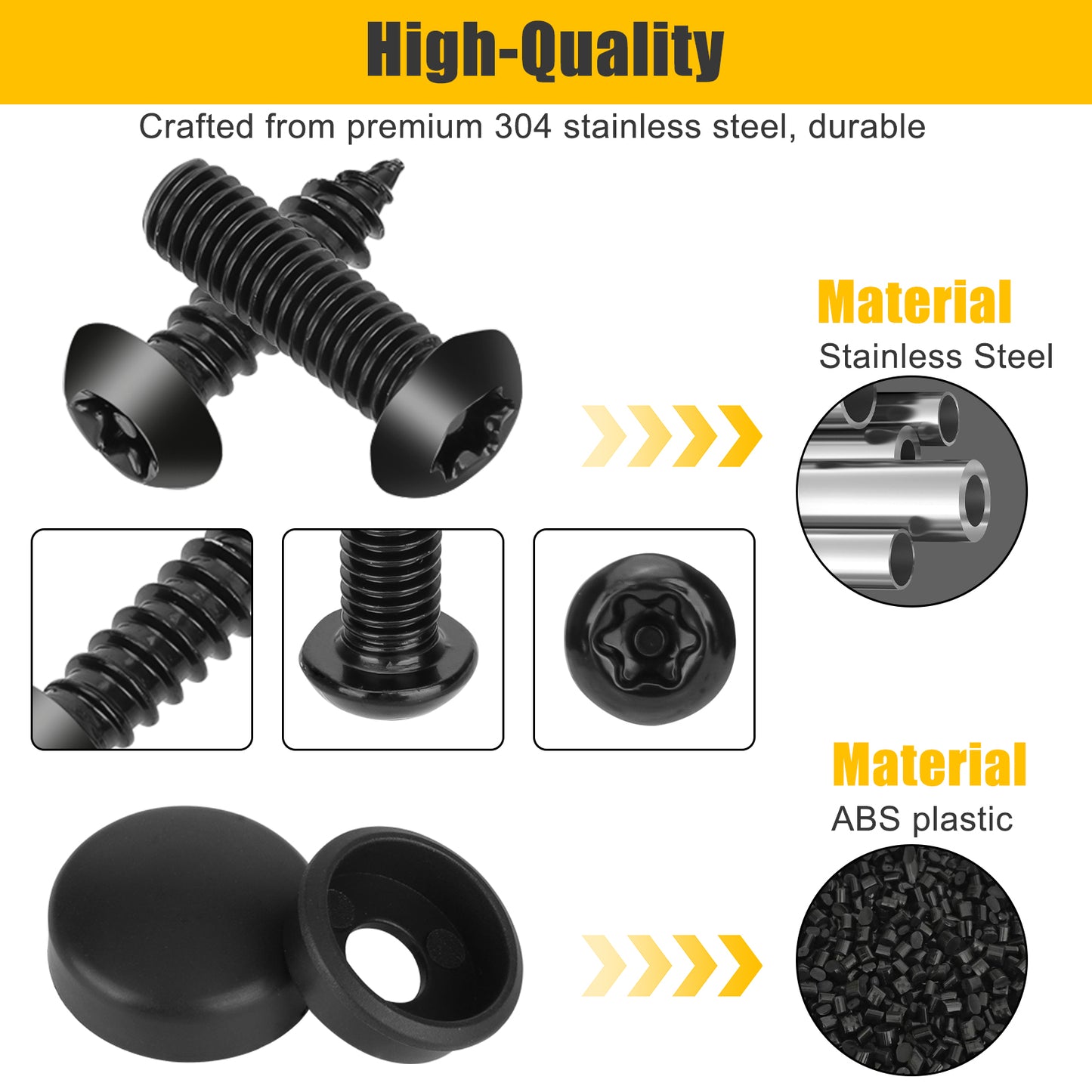 8Pcs License Plate Screw Set - Stainless Steel Anti-Tamper Screws Car License Plate Bolts Frame Screws for Car License