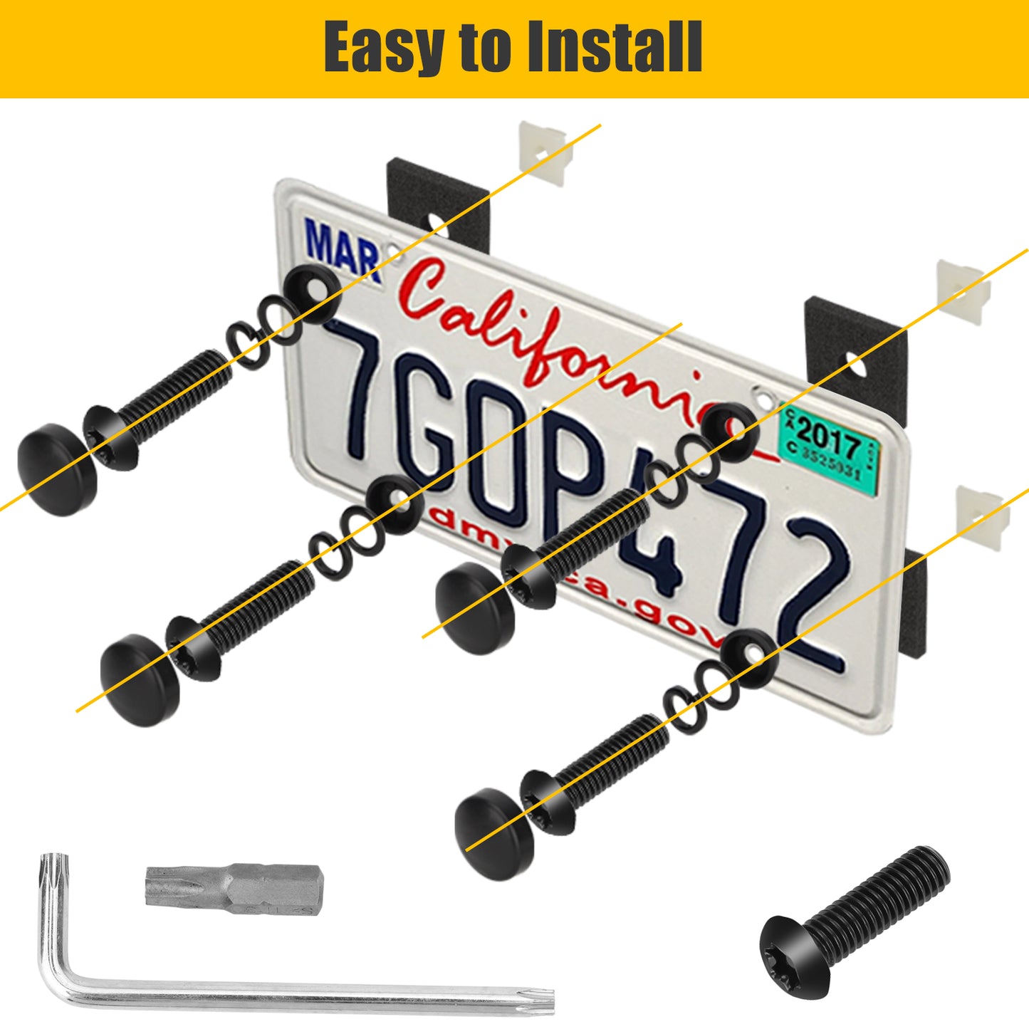 8Pcs License Plate Screw Set - Stainless Steel Anti-Tamper Screws Car License Plate Bolts Frame Screws for Car License
