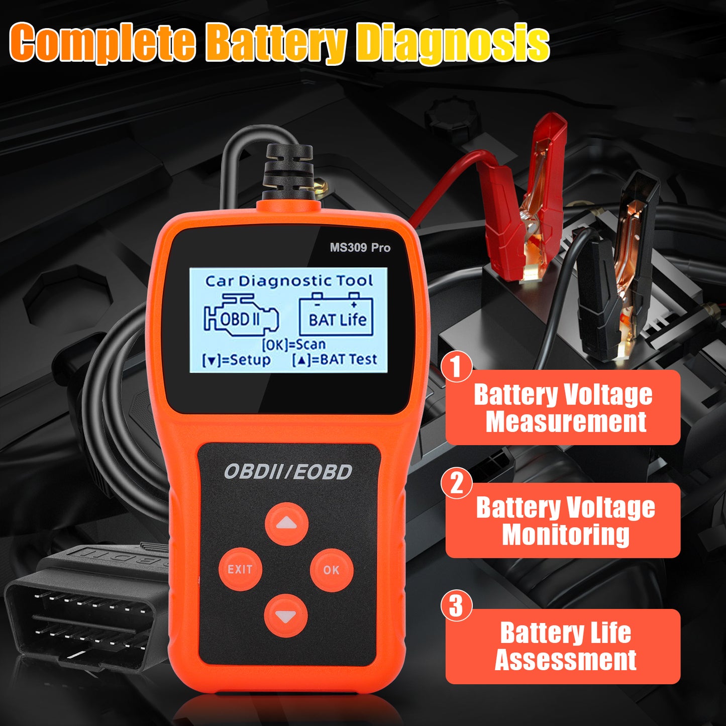 Car OBD2 Diagnostic Tool - Scanner Universal O-B-D-II Code Reader Car Automotive Check Engine Light Error Analyzer Auto CAN Vehicle Diagnostic Scan Tool