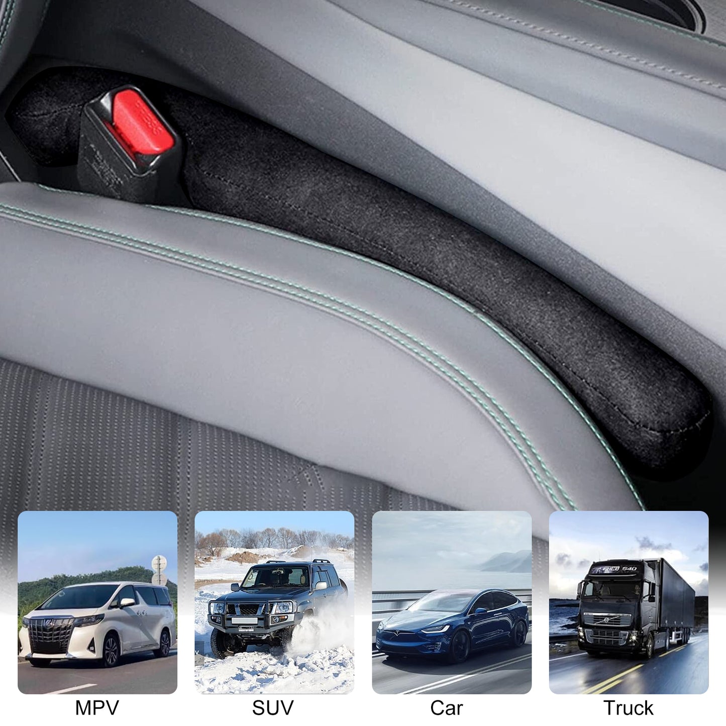 2 pcs Car Seat Gap Fillers - Prevent Items from Falling, Perfect Fit for trucks, cars, and vans, Easy to Clean and Use