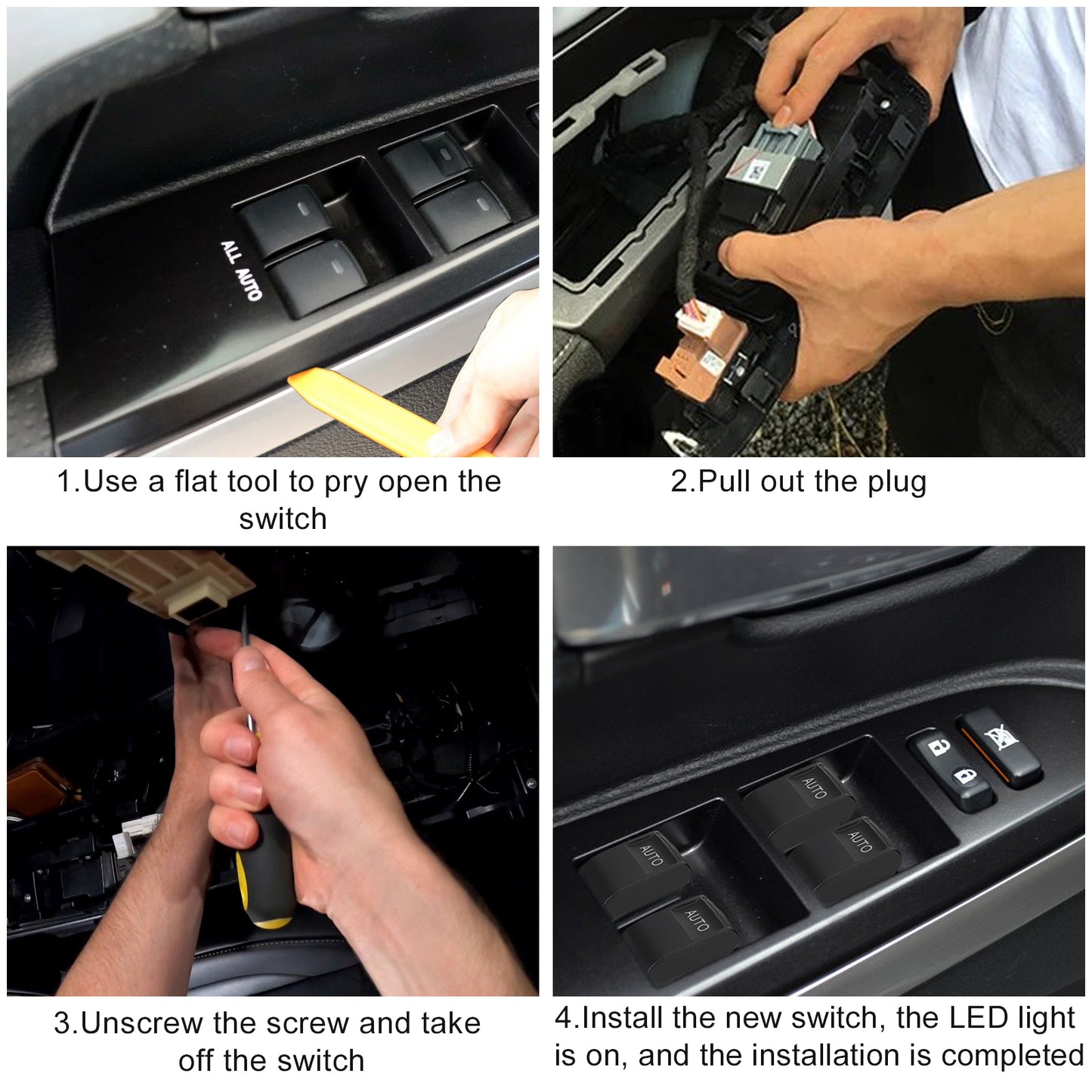 84820-0R040 Driver Side LED Power Window Switch for Toyota Tundra 2007-2021 - Front Left Auto Up/Down Control