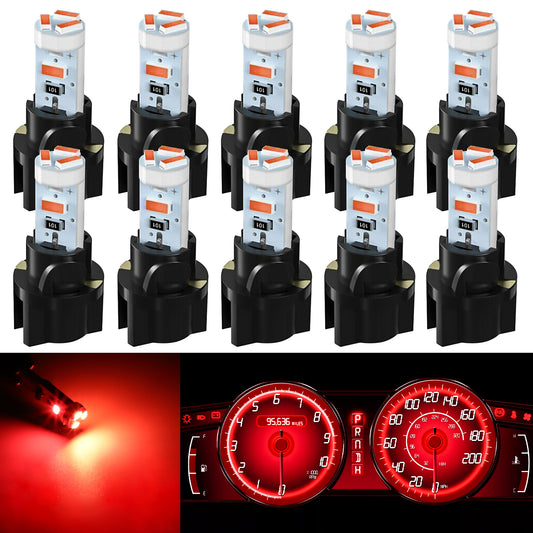 10 Pcs T5 LED Dashboard Light  - 250LM,3014-SMD LED Chips,30000+ Hours Lifespan, Perfect for Dashboard and Instrument Panels(RED)