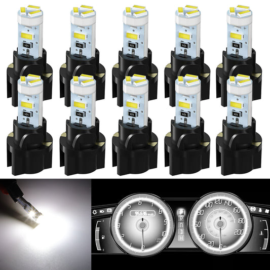 10 Pcs T5 LED Dashboard Light - 250LM,3014-SMD LED Chips，30000+ Hours Lifespan, Perfect for Dashboard and Instrument Panels(White)