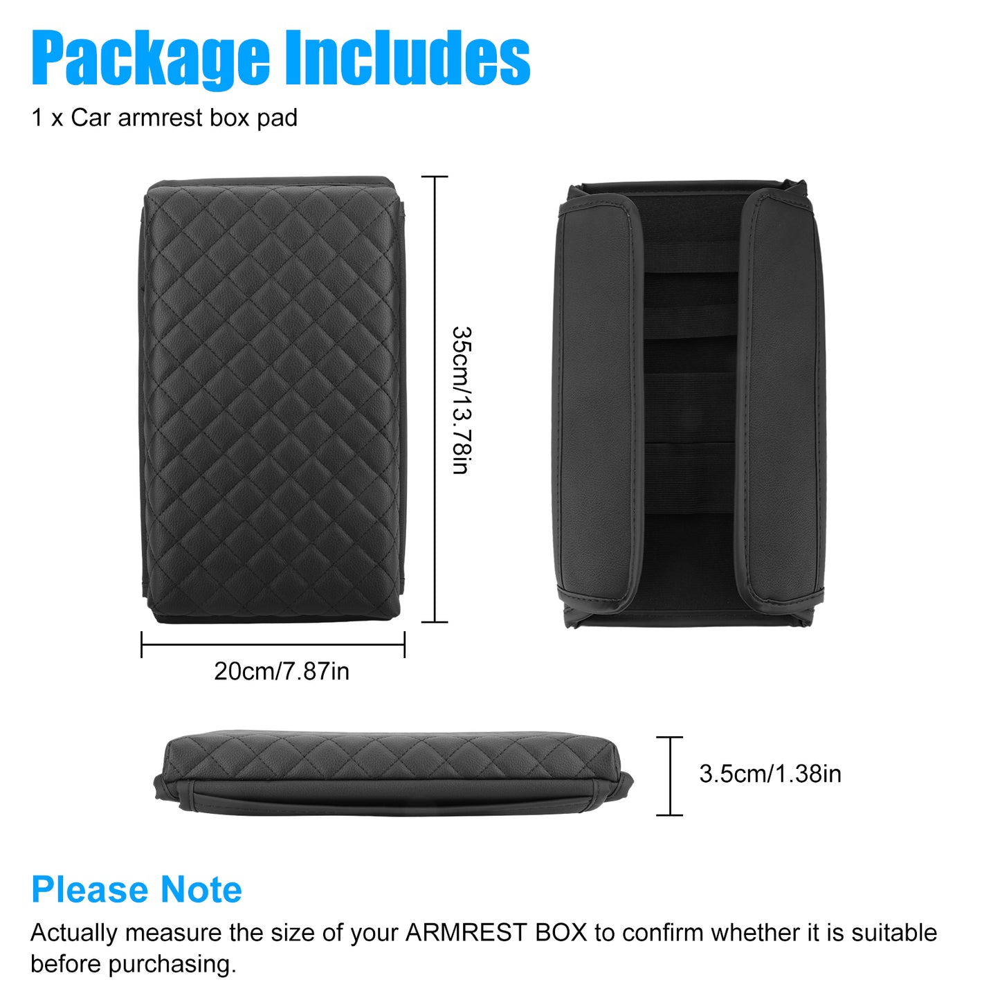 Auto Armrest Cushion Cover - PU Leather Center Console Box Pad Protector with Phone Pocket,Car Center Console Cover Pad,Auto Armrest Cover Car Accessories for SUV Vehicle Truck (Black)