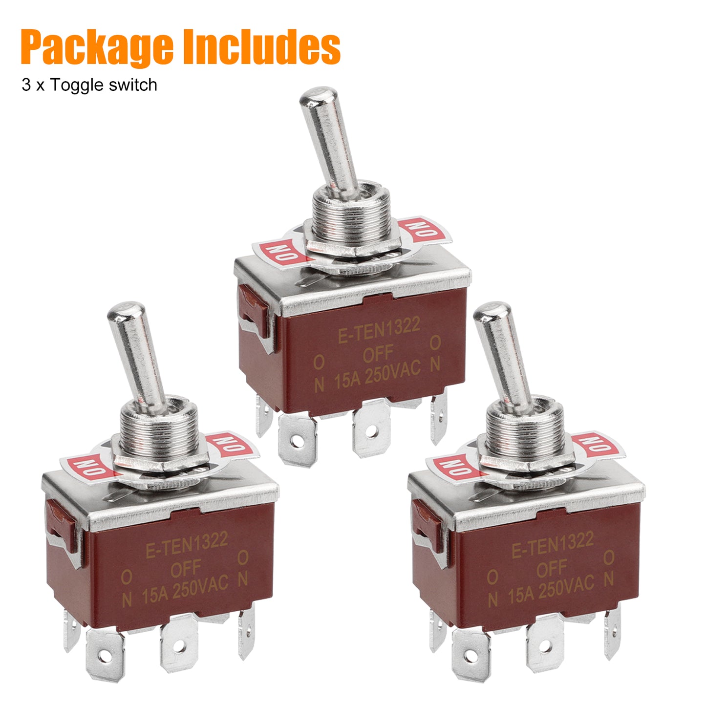 3 pcs 12V 6 Pin 3 Position Heavy Duty Toggle Switches - solid Terminal Metal Boat Switch for Car Auto Boat Household Appliances