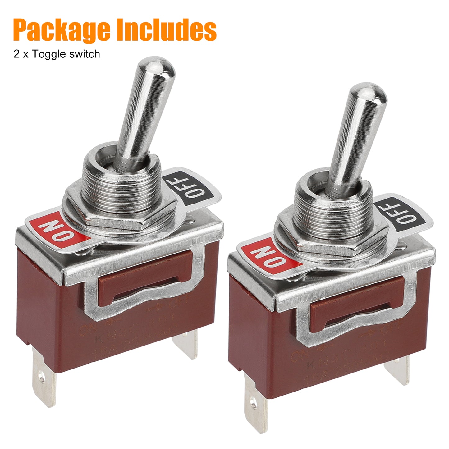 2PCS 2-Pin Heavy Duty Spst On-Off Toggle Switch - 20A 125V, 15A 250V ,Easy Installation for Car Auto Boat Household Appliances