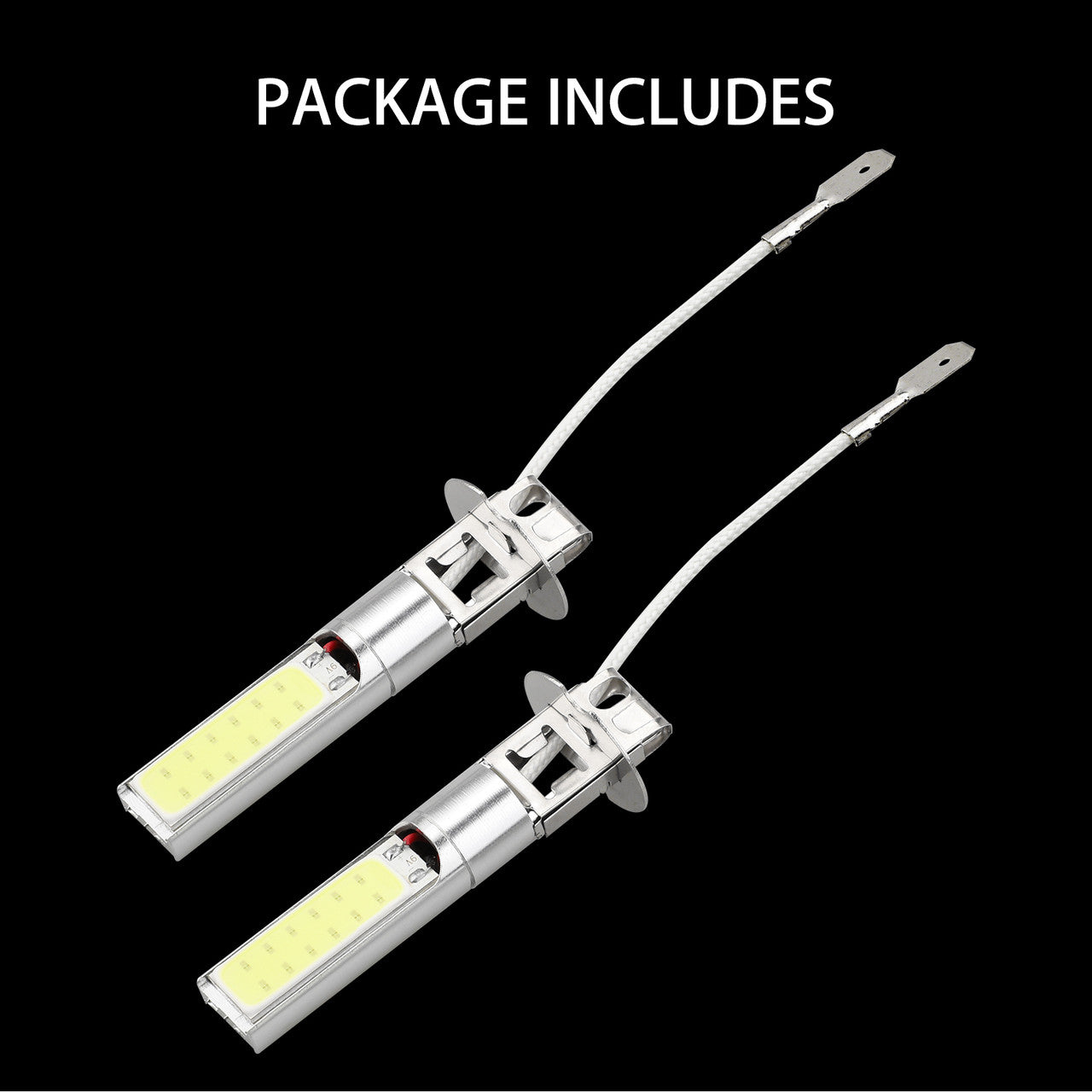 2Pcs H3 100W LED Xenon White Fog Light Brake Light Turn Signal Bulb 6000K 6000LM