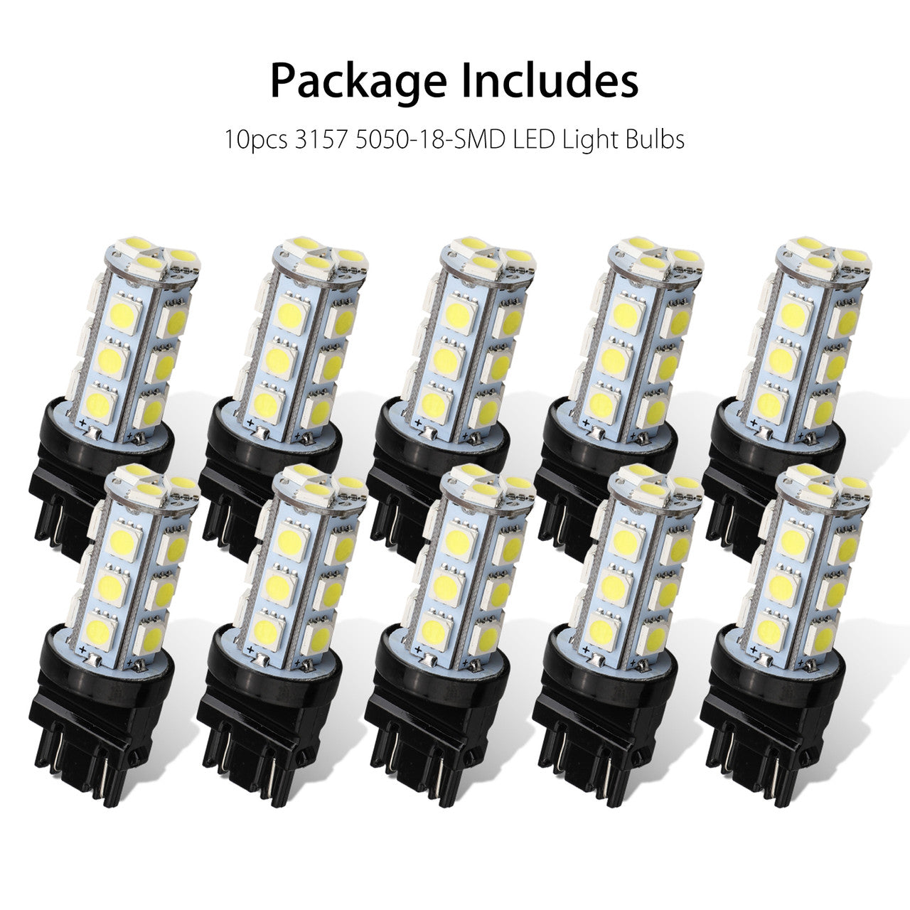 3157 3156 LED Bulbs, 5050 18SMD Super Bright 3157 Car Light Bulb Replacement for Backup Reverse Lights, Tail Brake Lights, Turn Signal Lights, White (10 Pcs)