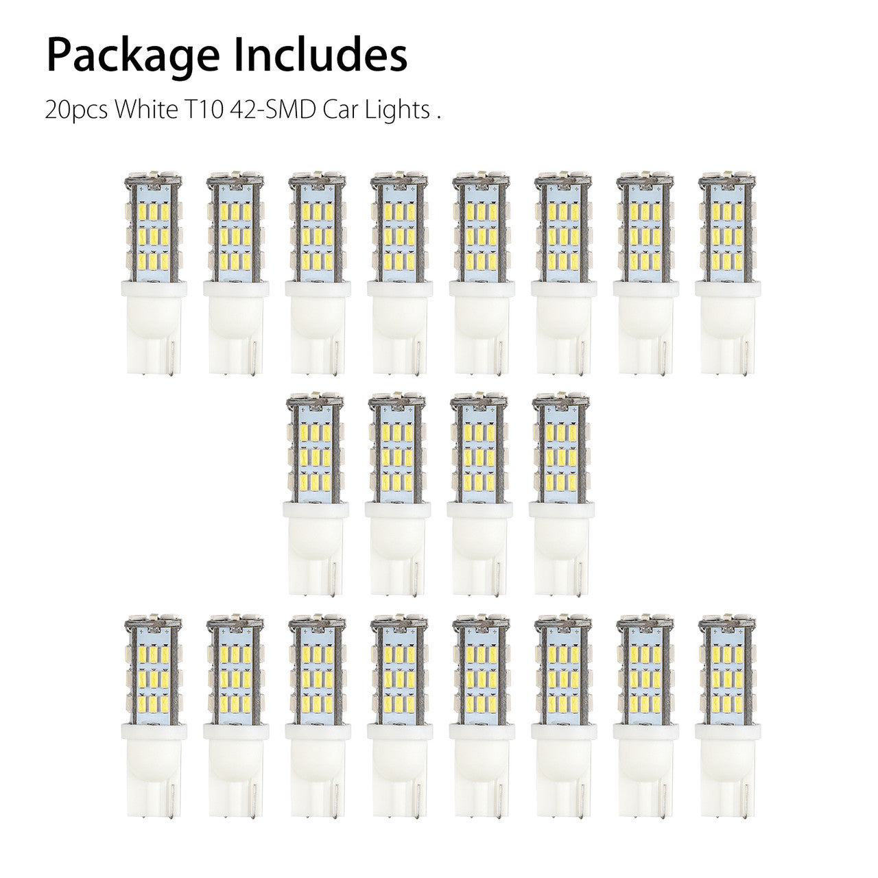 T10 194 LED Light Bulb 42-SMD Super Bright 168 2825 W5W LED Replacement 12V Bulbs For Car Dome Map Door License Plate RV Trailer Backup Reverse Lights, Pure White 6500K, 20Pcs