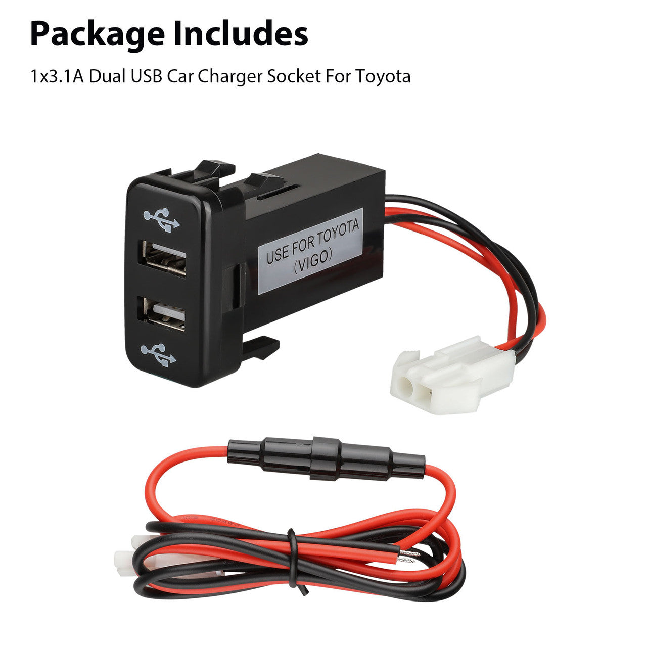 Car Charger Adapter for Toyota, Compact Dual USB Car Charger Socket 5V 1A/2.1A Compatible with iPhone, iPod, iPad, Samsung Galaxy, Sony, etc