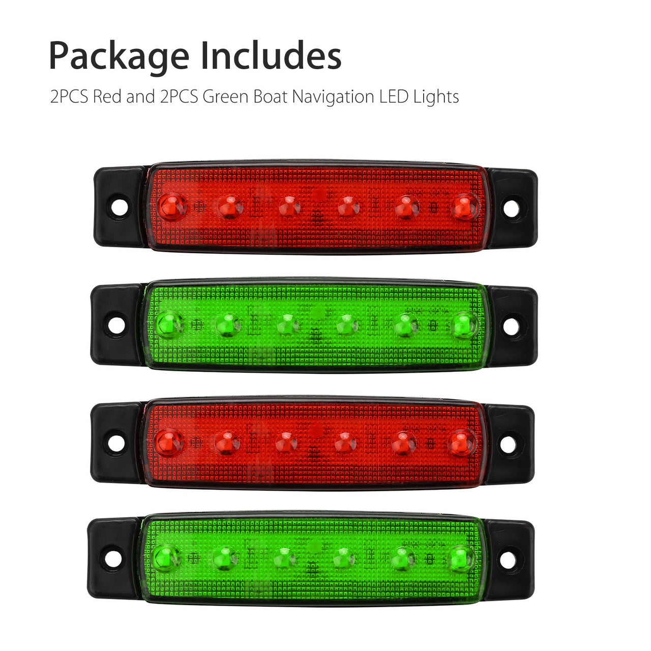 Marine Led Utility Strip Lights, Red & Green Marine Led Light Courtesy, Boat Led Courtesy Lights, 12 Volt Led Strip Lights, Boat Deck Lights, Pontoon Boat Kayak Led Lights, 2PCS of each
