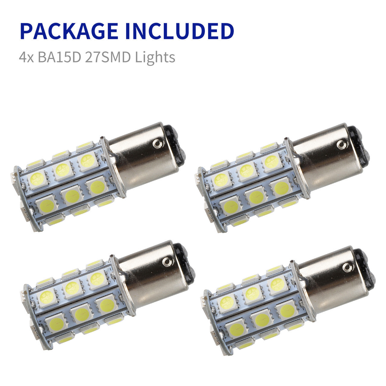 White 27-SMD BA15D Cabin Marine Boat LED Interior Lights Bulbs 1076 1142 68 90 1004 1130 1158 1176 1178, 4Pcs