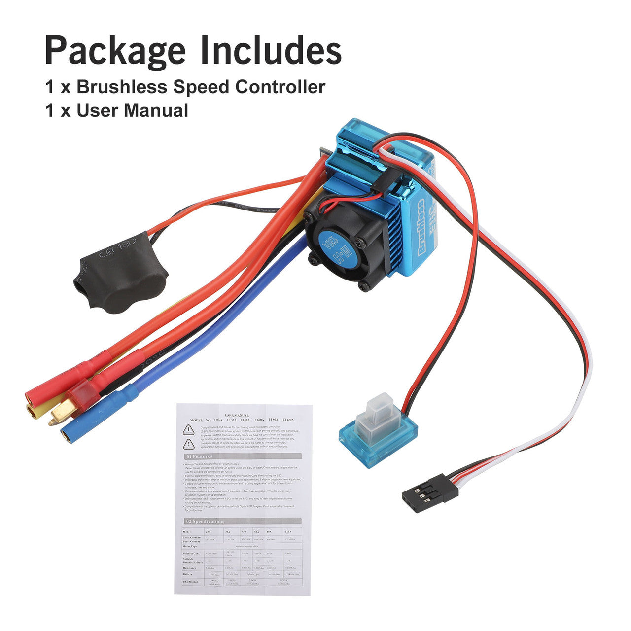 For RC Cars Brushless Speed Controller, 5V/3A Output, Over-heat Protection