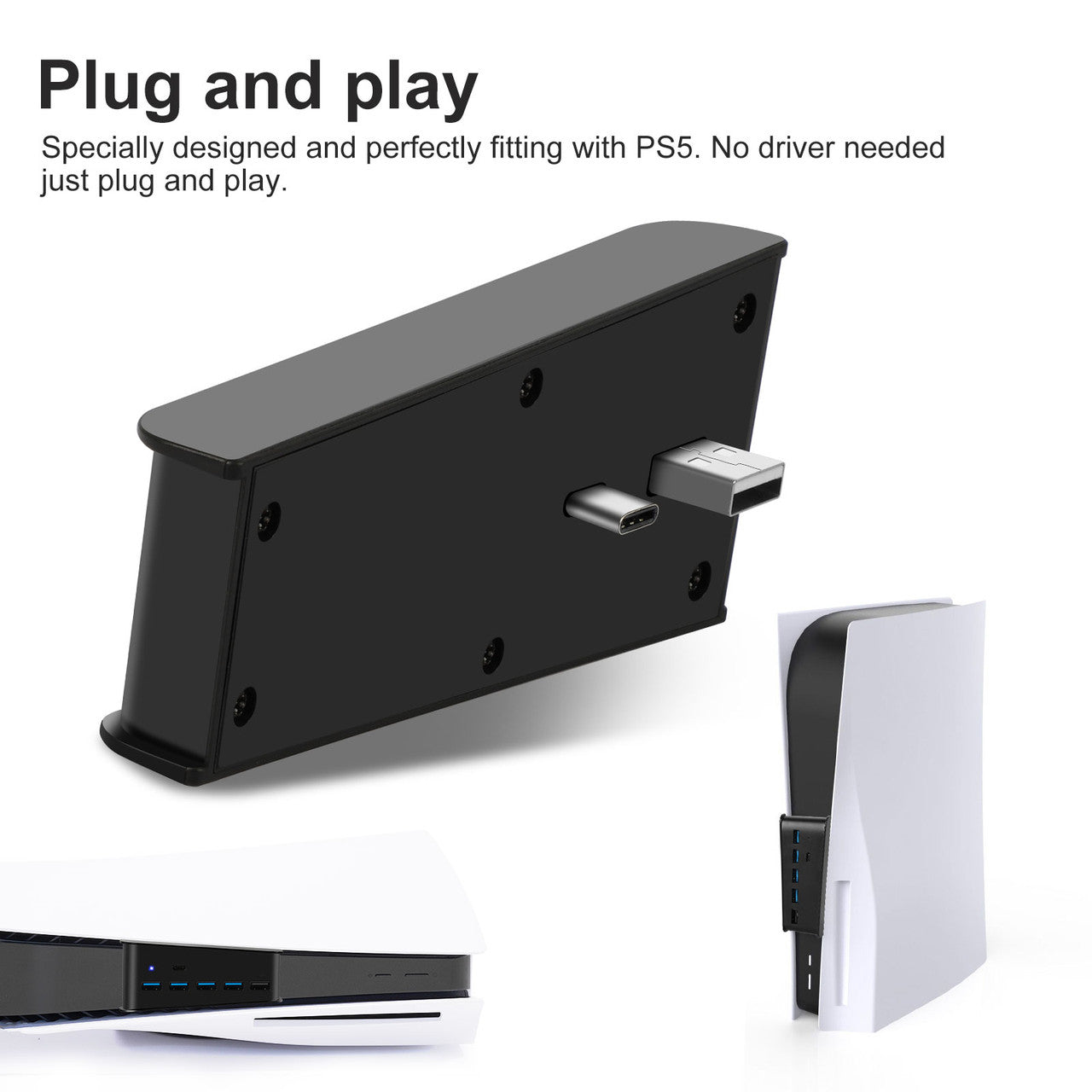 6 Ports USB Hub Adapter High Speed Charger Splitter Expansion for PS5 Console