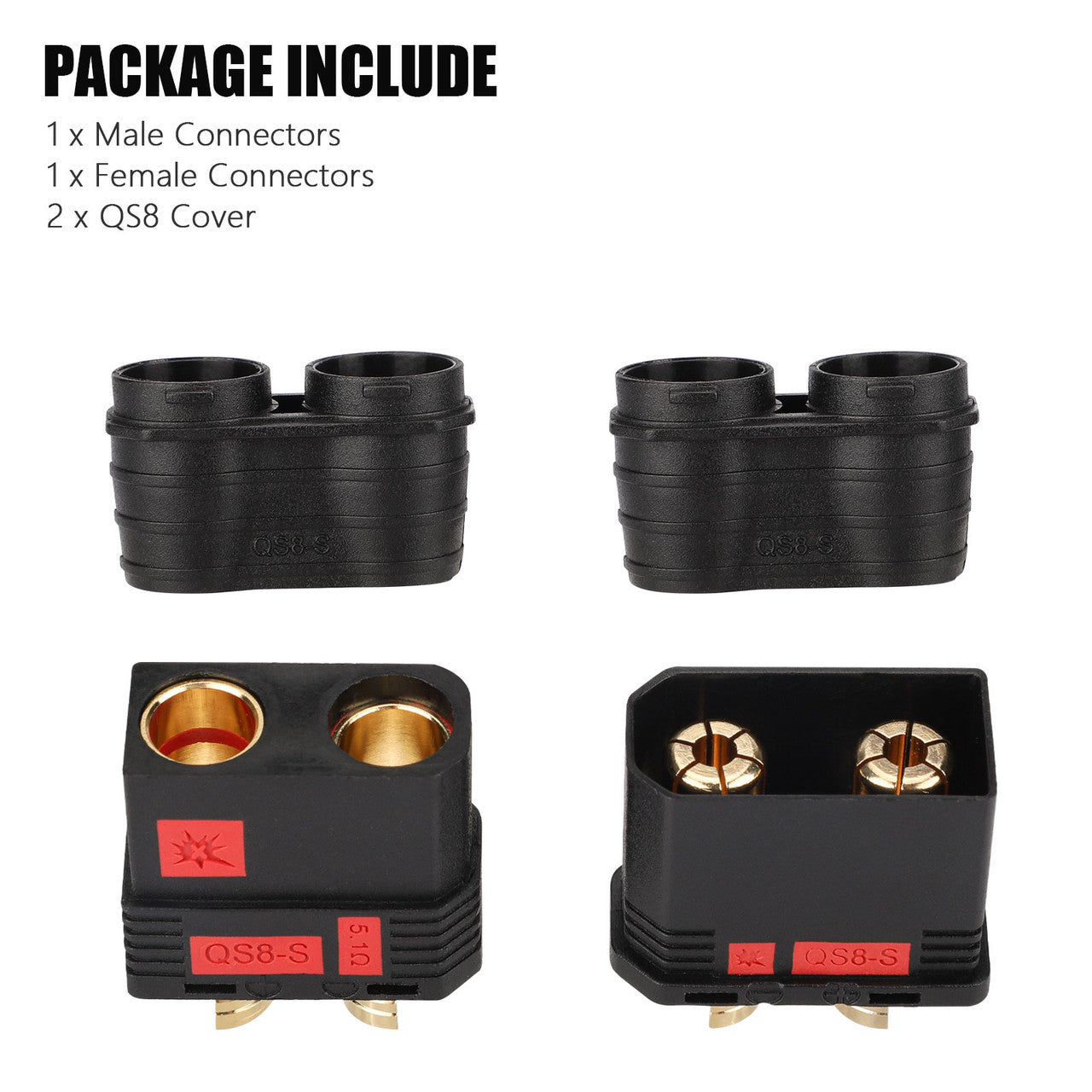 Anti-Spark Connector for Lipo Battery for RC cars,Male to Female Connector, 2pcs