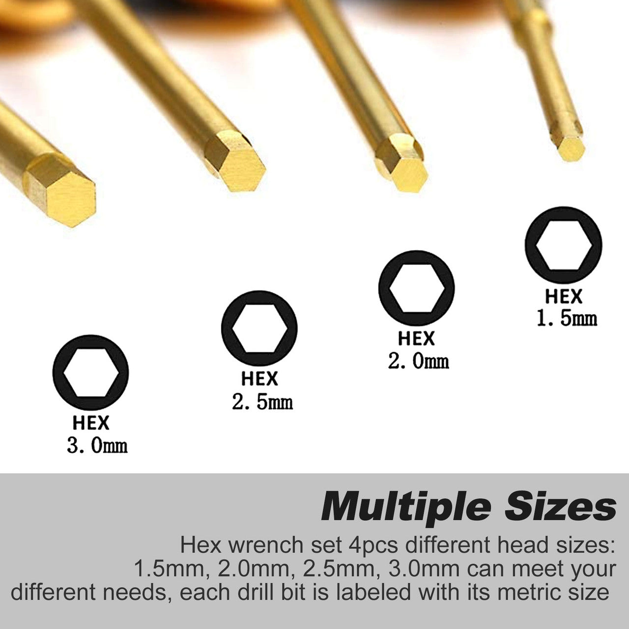 Magnetic Metric Hex Bit Set for Drill RC Tool