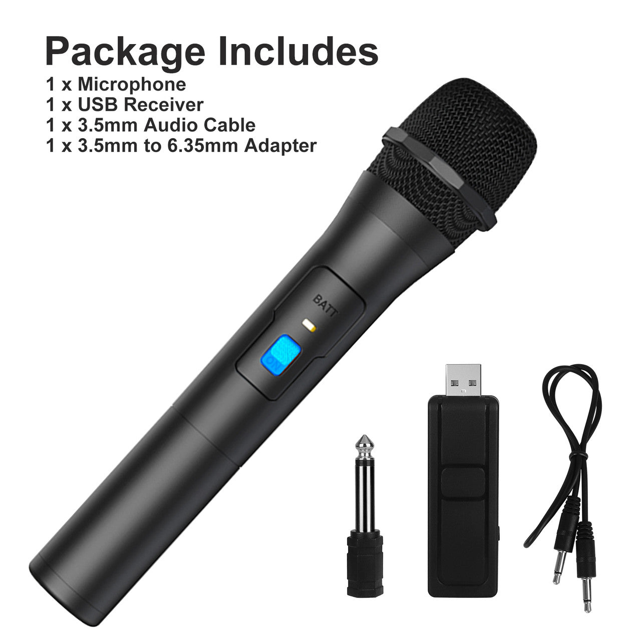 VHF Wireless Microphone Handheld Mic System Karaoke with a 20-50M Tranismission Distance