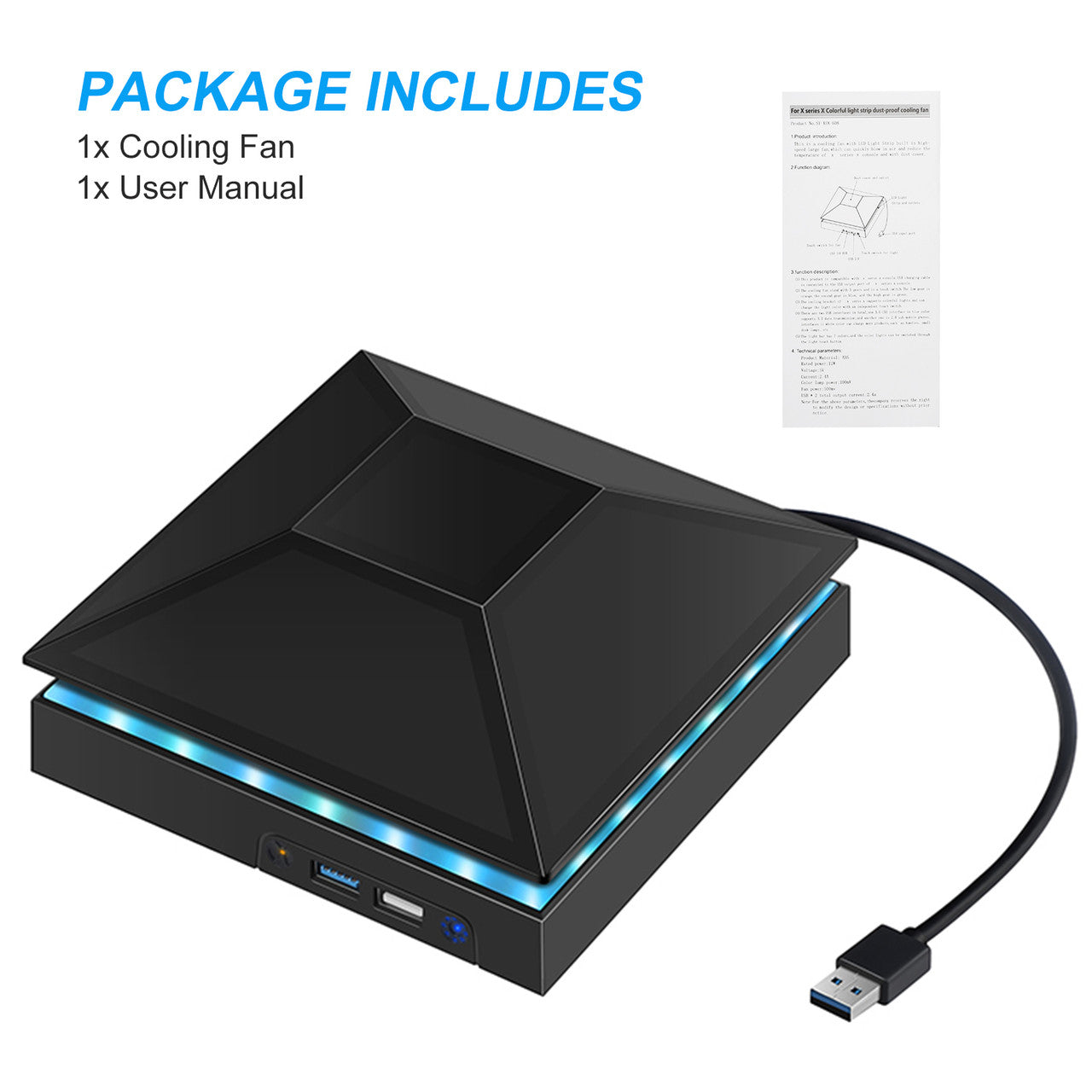 3-Speed Adjustable Cooling Fan, Low Noise and Dustproof with LED Lights, for Xbox Series X